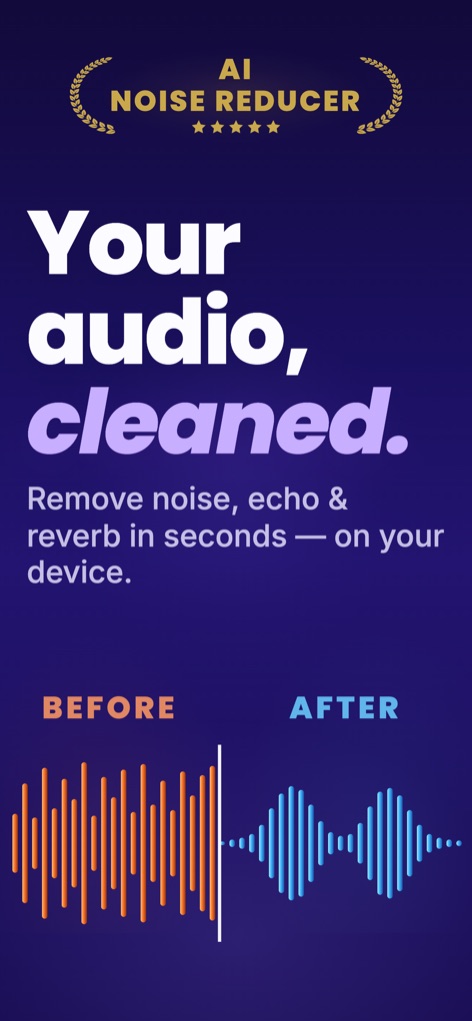 Your audio, cleaned — remove noise, echo and reverb in seconds