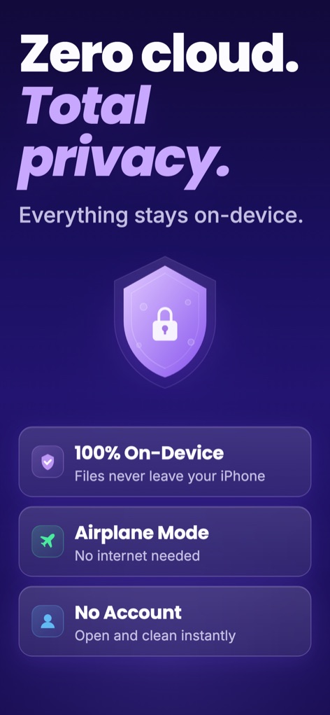 Zero cloud, total privacy — everything stays on-device